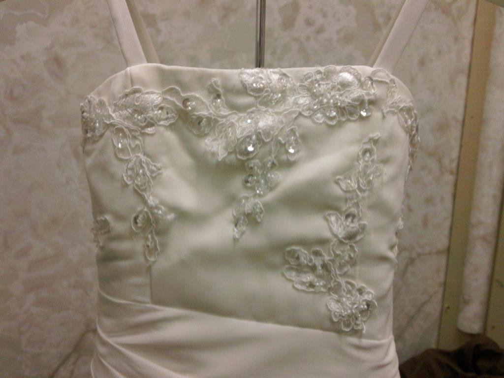 tiny flower girl bride with applique dress